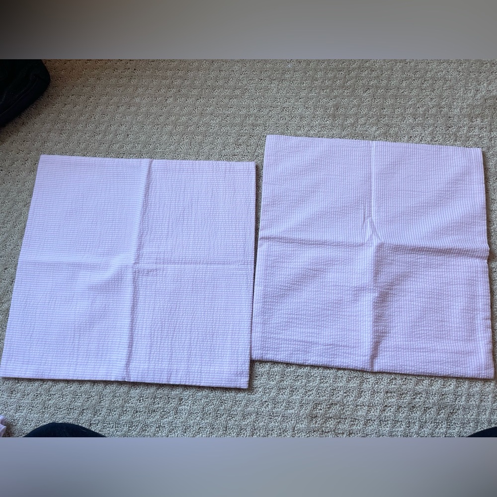 Two Seer Sucker 12 inch x 12 inch pillow covers